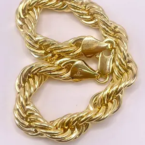 Rope Link Bracelet Yellow Gold Filled  Mens Bracelet  Oro Laminado pulsera de soga Hombre