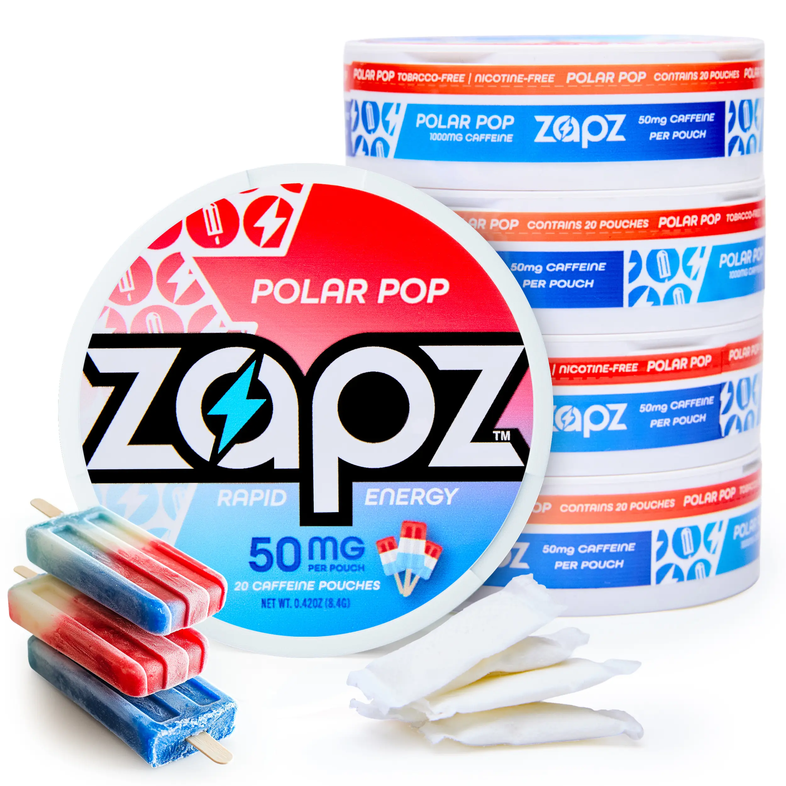 ZAPZ Caffeine Pouches, Polar Pop, 5 Cans x 20 Count, Energy