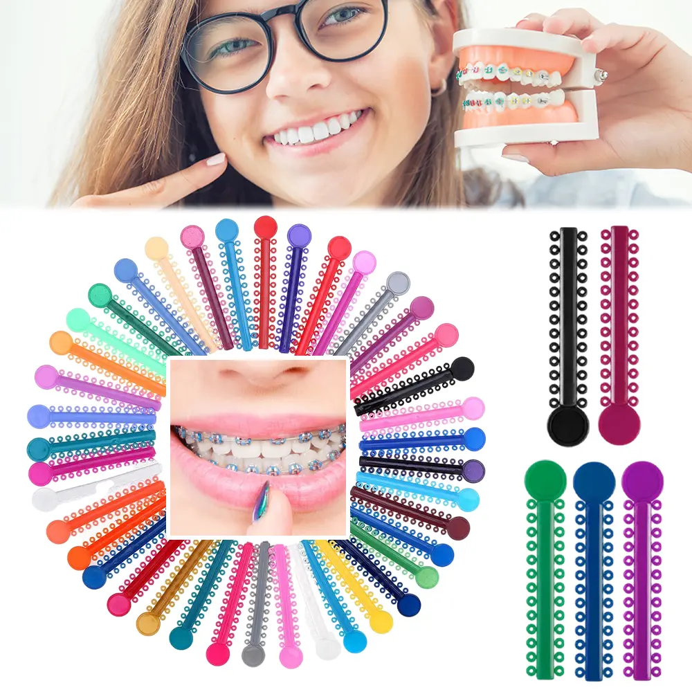 1040Pcs Multicolored Orthodontic Ligature Ties, Hypoallergenic Elastic O-Rings, Durable Braces Rubber Bands for Daily Teeth Correction Fixation