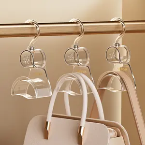 3 Pieces Clear Purse Hanger Closet, Luxury Crystal Bag Hangers Hooks with 360-Degree Rotation, Durable Handbag Backpack Purse Organizer for Closet rotating Transparent Minimalist Translucent Hangable