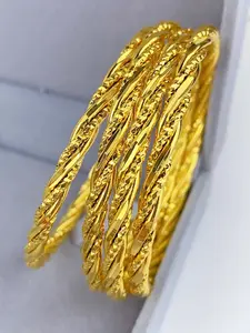 4 Pcs Women's Bangle Bracelets, 62mm Twisted Design, Stackable Geometric Style, Perfect for Daily Wear, Weddings, Parties, Events