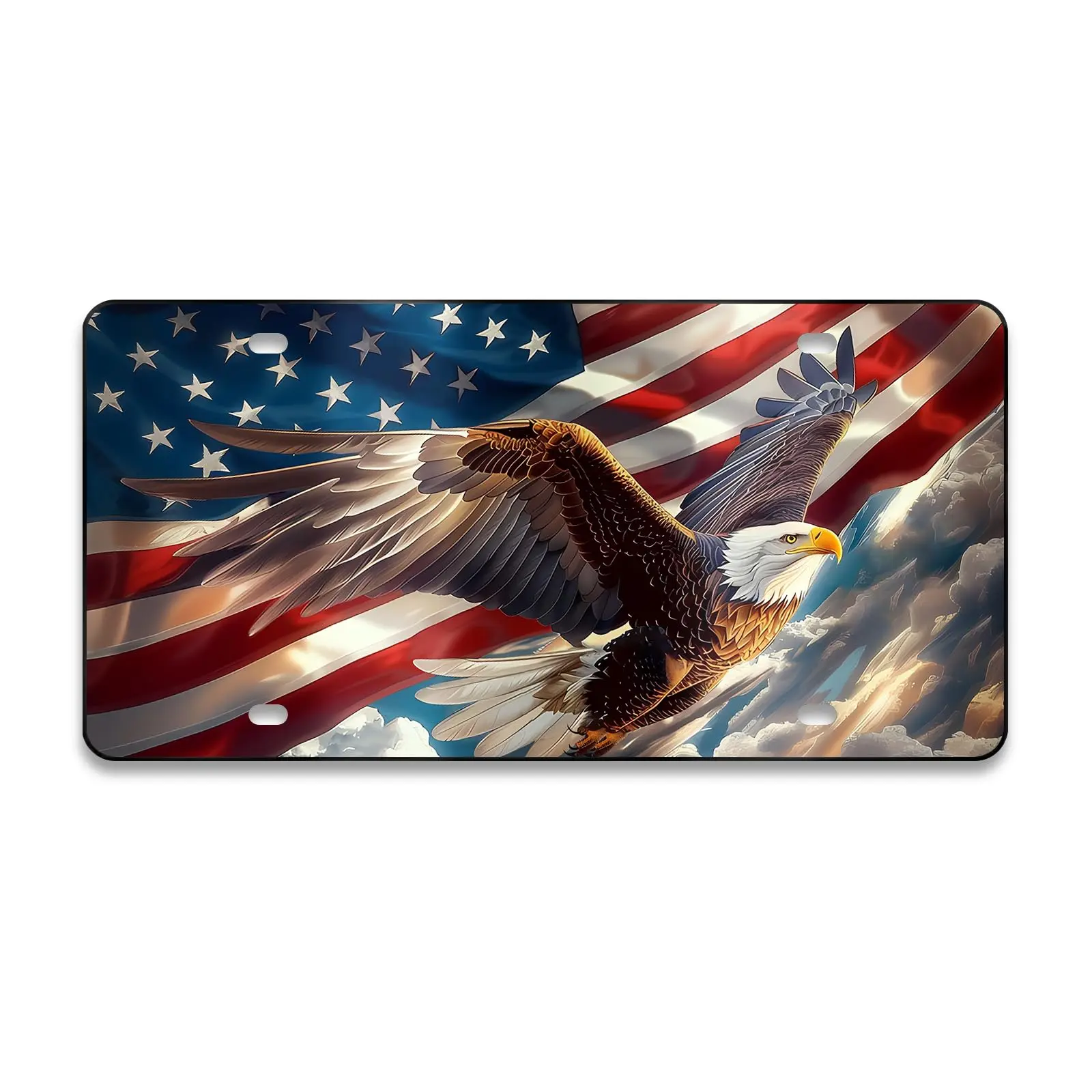 America Flag license plate eagle License Plates Car Decor- 12x6 In Front License Plate, – Made in USA, Car Truck Tag Humor Trucks & Cars, 4 Pre-Drilled Holes,Easy Installation,Perfect Gift Ideas