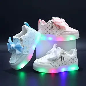 Fashionable Soft Bottom Sneakers with Bow, Low Top, All-Season, Daily & Casual, Round Toe, Disposable Button Battery, Fabric Upper & Inner, Rubber Sole & Insole