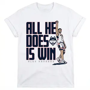 [MADE IN US] Alex Karaban All He Does Is Win Shirt - Premium UCONN Huskies Graphic Tee - Bold Fan Apparel