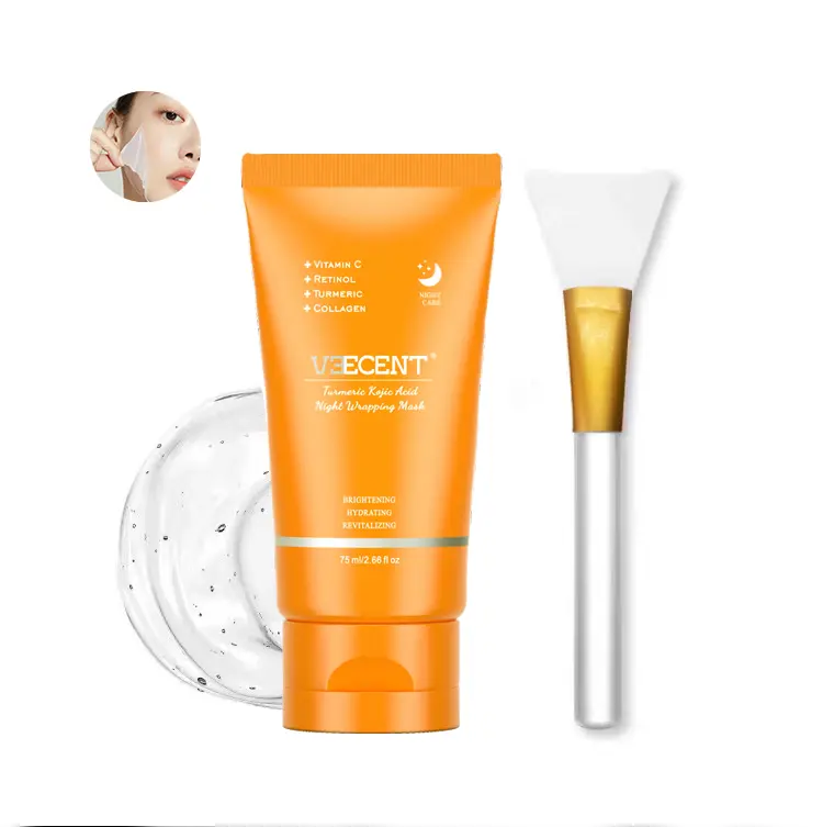 [Veecent Official] Kojic Acid Turmeric NightWrapping Mask | Overnight Wrapping Mask,Turmeric, Retinol, Vitamin C Skincare Applicator