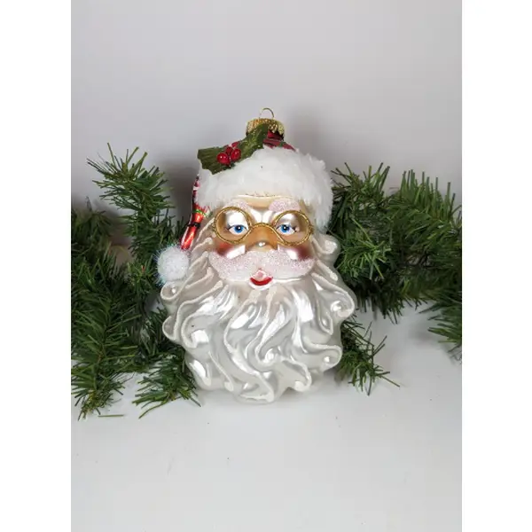 Large Santa Claus in Plaid Christmas Ornament