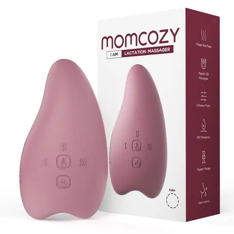 Momcozy Warming Lactation Massager 2-in-1, Soft Breast Massager for Breastfeeding, Heat + Vibration Adjustable for Clogged Ducts, Improve Milk Flow, Engorgement