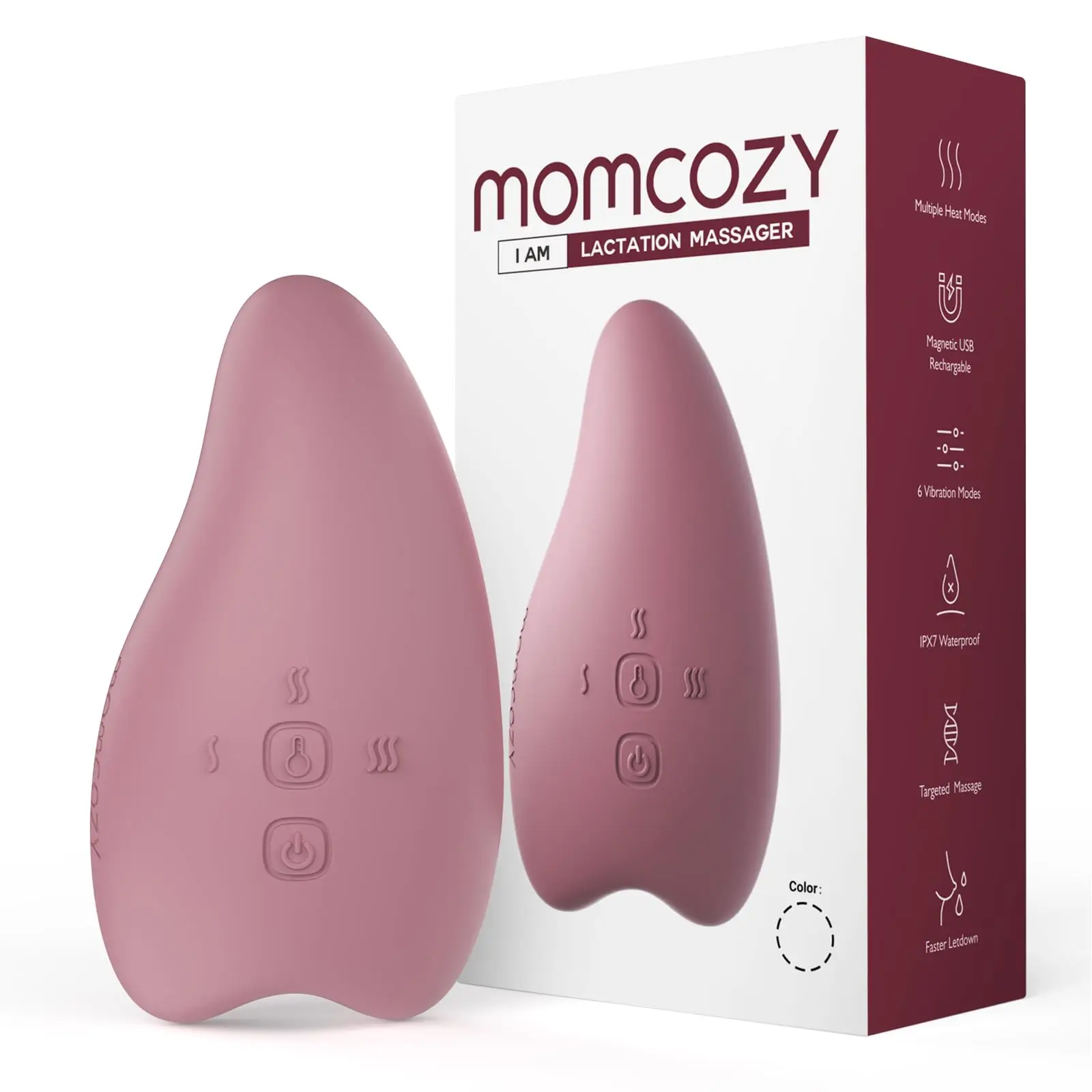 Momcozy Warming Lactation Massager 2-in-1, Soft Breast Massager for Breastfeeding, Heat + Vibration Adjustable for Clogged Ducts, Improve Milk Flow, E