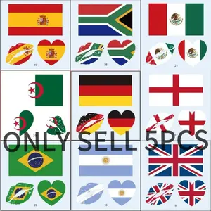 2026 Football Flag Tattoo Stickers, Waterproof Long-Lasting Makeup Stickers, New Spain Flag Tattoo Stickers, Sports Party Decorations