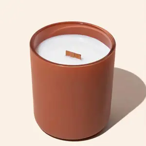 Golden Amber Luxury Candle 14oz Matte Glass Vessel with Gold Lid Jasmine & Oud Scented Creamy Coconut Wax Blend Crackling Wooden Wick 75 Hour Burn Time