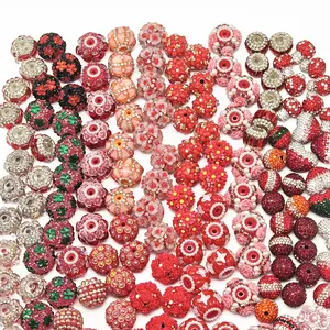 Mixed Color Resin Beads For DIY Jewelry Making, Big Hole Acrylic Resin Spacer Beads With Rhinestones And Floral Design, Red Flower Charm Beads For Bracelets And Necklaces, Random Delivery, Approx 10pcs, Gift Crafts For Women Beads Beads