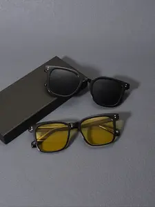 Men's Acrylic Casual Vintage Square Lightweight Durable Sunglasses, Perfect for Holidays and Gifts, All Seasons Wear, Plain Pattern, Fda Registered