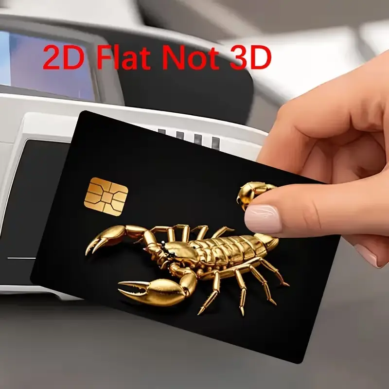 Gold Scorpion Credit Card Skin Sticker, Black Gold Scorpio Card Cover, Zodiac Scorpion Debit Card Skin, Luxury Bank Card Sticker