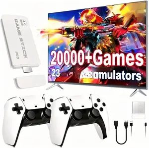 2026 Retro Gaming Console Pro, Video Game Stick with 4K 20,000+ Games and 23 Emulators, Upgraded Dual 2.4G Wireless Controllers, Plug & Play Nostalgia Gaming Stick 64GB