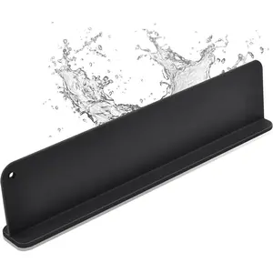 Silicone Kitchen Sink Splash Guard with Suction Cup, 17.3 x 4.1 Inch Black Silicone Splash Shield Can Be Placed Behind Sink for Kitchen Water Splash Protection