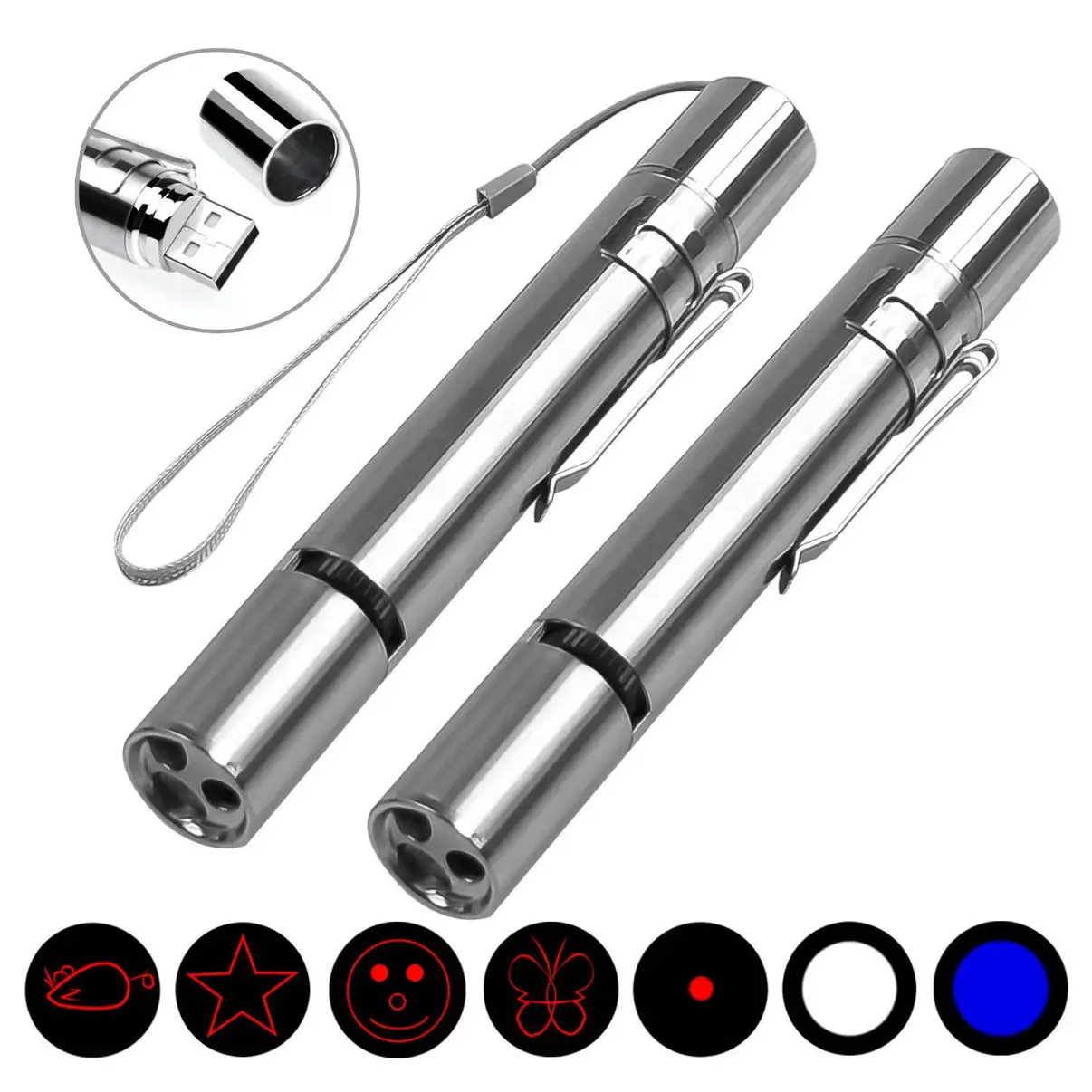 Antye 2PACK Laser Pointer for Cats, Dog Kitten Toy, Toys for Indoor Cats, Red Dot LED Light Pointer Interactive Toys for Indoor Dogs Cats, USB Chargin