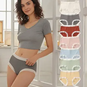 8-Pack Teen & Women's Period Underwear – Soft Peach-Skin Lace-Trim Panties, Mid-Rise Breathable Everyday Basics for Spring Daily Comfort ,Comfortable Leakproof Seamless woman undies, lady