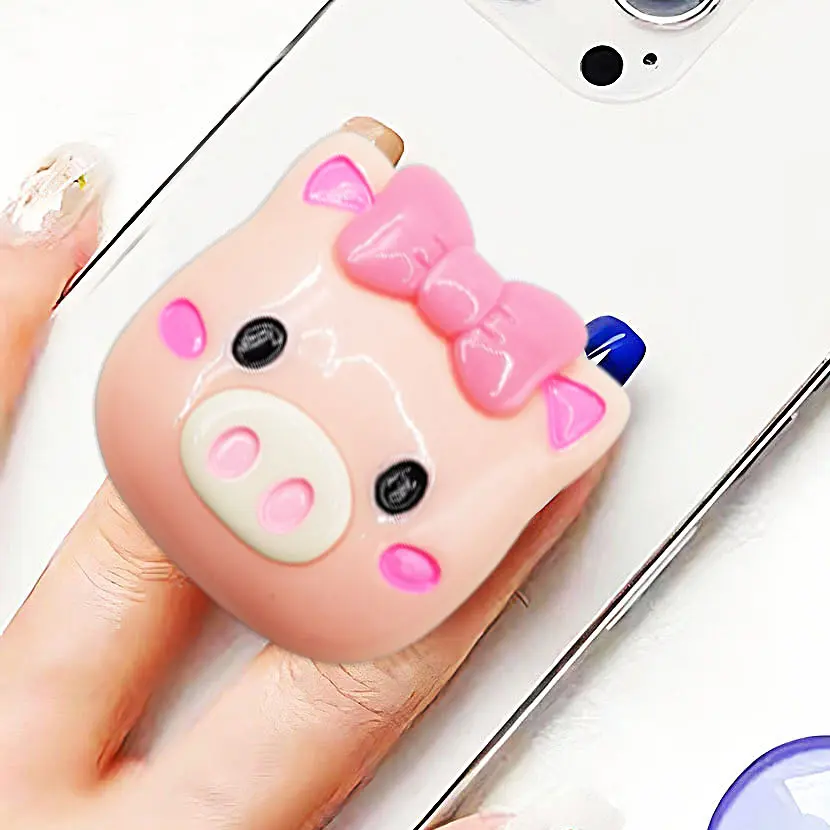 Pink Collapsible Plastic Pig Phone Grip Mount - Kawaii 3D Bow-Accented Cute Lightweight Smartphone Holder Stand, Easy-Install Aesthetic Accessory for Women, Ideal for Birthday, Anniversary Gifting