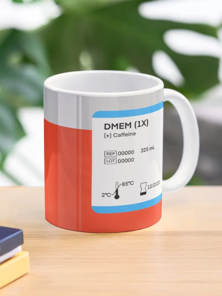 Cell Media Caffeine Science Coffee Mug, Funny Biology Ceramic Cup, Cool Chemistry Lab Drinkware, Unique STEM Gift Idea