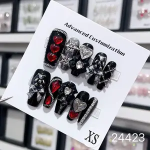 J&Y Beauty Hand Made Press On Nails Style 24423 with Free USB UV Light and Five Sheets Jelly Gel Adhesive Tape Nail Art Nail Care