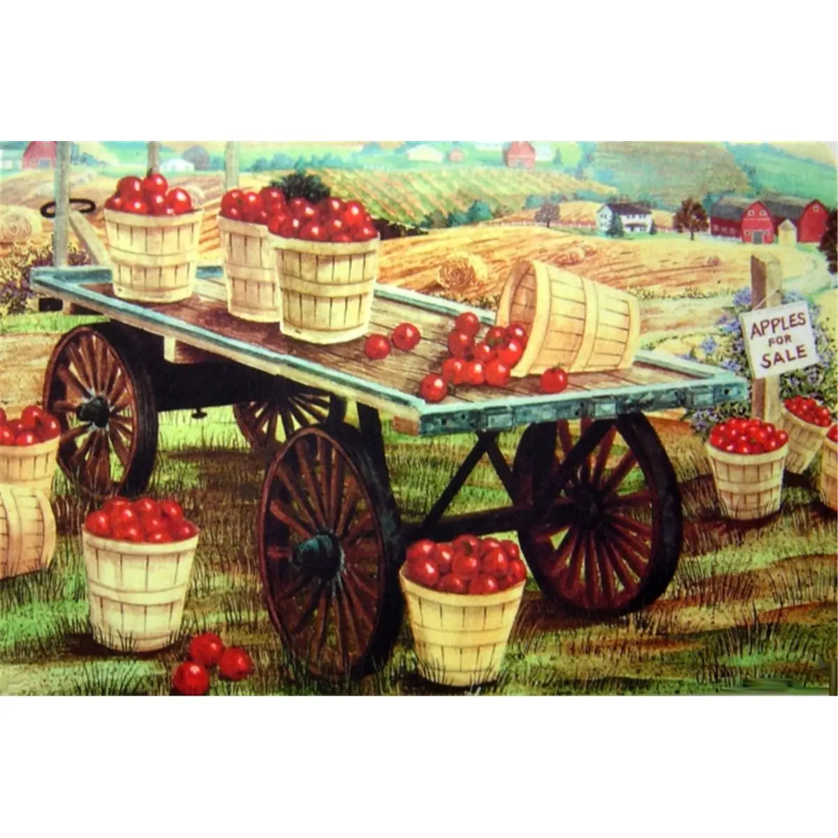 Apple Wagon Doormat Rug, Green & Red - 18 x 30 in.