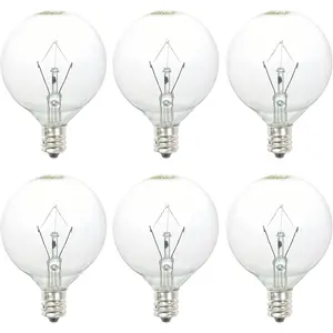 25 Watt Wax Warmer Bulbs,Light Bulbs for Full Size Scentsy Warmer & Candle Wax Warmer,Long Life-Span and Melt Wax Fast Warming Bulbs,120 V/E12 Type G Bulb,Dimmable, Warm White,6 Packs