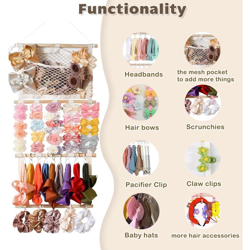 kangaroo Headband Holder Hair Bows Organizer,Large Capacity Bow Holder Hair Accessories Wall Hanging Organizer for Toddler Girl Nursery Room Decor