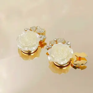 Flower-embellished cufflinks with diamonds, Button Cover, interchangeable decorative cuff buttons for suits and shirts