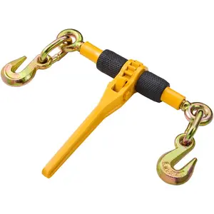 VEVOR Ratchet Chain Binders, 1/4-5/16, 2600 lbs Safe Working Load, 4 Pack Load Binder with 2 Grab Hooks, Tie Downs for Transport Chain, Heavy Duty Tow Chain Ratchet Binders for Flatbed Truck Trailer