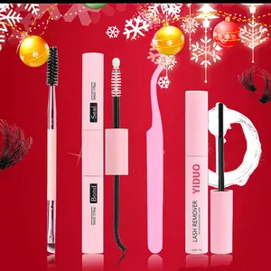 Professional Eyelash Extension Tools Kit, 4 Counts/set Lash Bond and Seal & Tweezer & Eyelash Remover & Eyelash Brush, Professional Makeup Tools