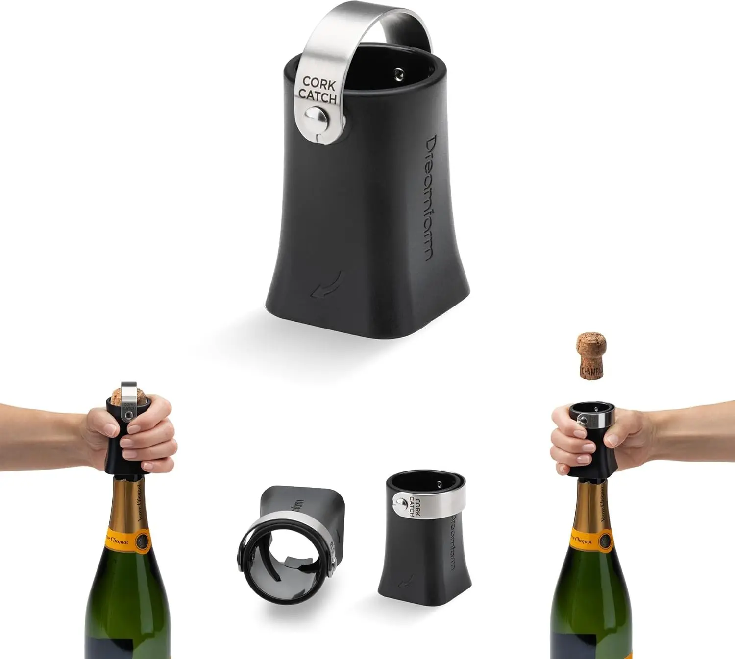 Dreamfarm Champop Champagne Bottle Opener Easy Twist Cork Popper | Effortlessly pops open sparkling wine and prosecco with stainless steel catcher for safe indoor and outdoor use Gift