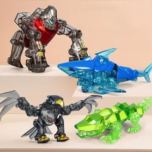 Creative Robot Model Alloy Animal Series Toy Shark/Crocodile Transformable Robot 2In1 Assembly Beast Mecha Combination Set Gift