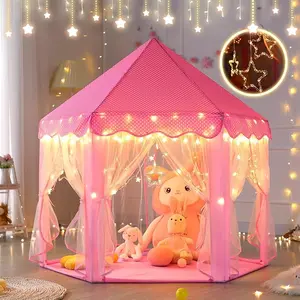 Fairy Princess Castle Kids Play Tent, Easy Setup Portable Girls Playhouse Indoor Outdoor with Carry Case