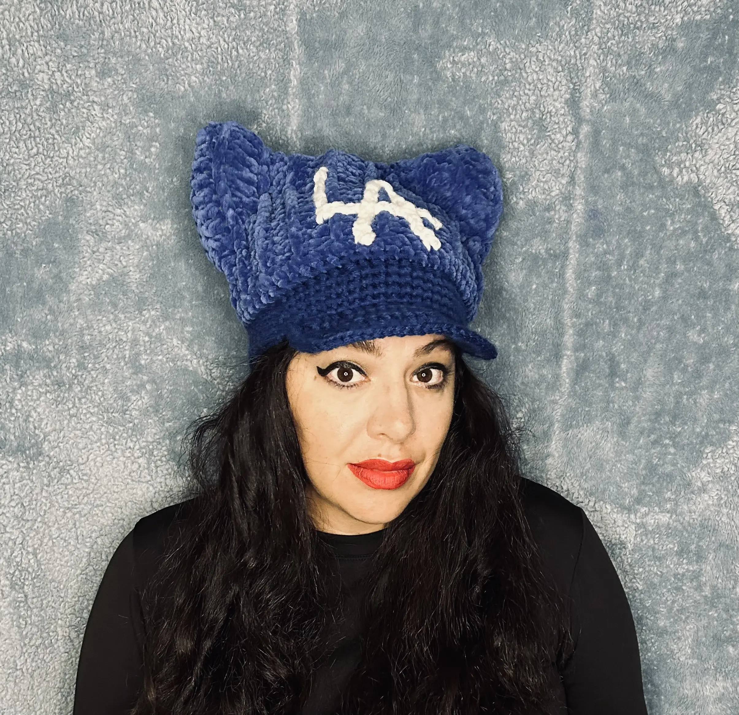 Blue kitty beanie/ cap Baseball Cap