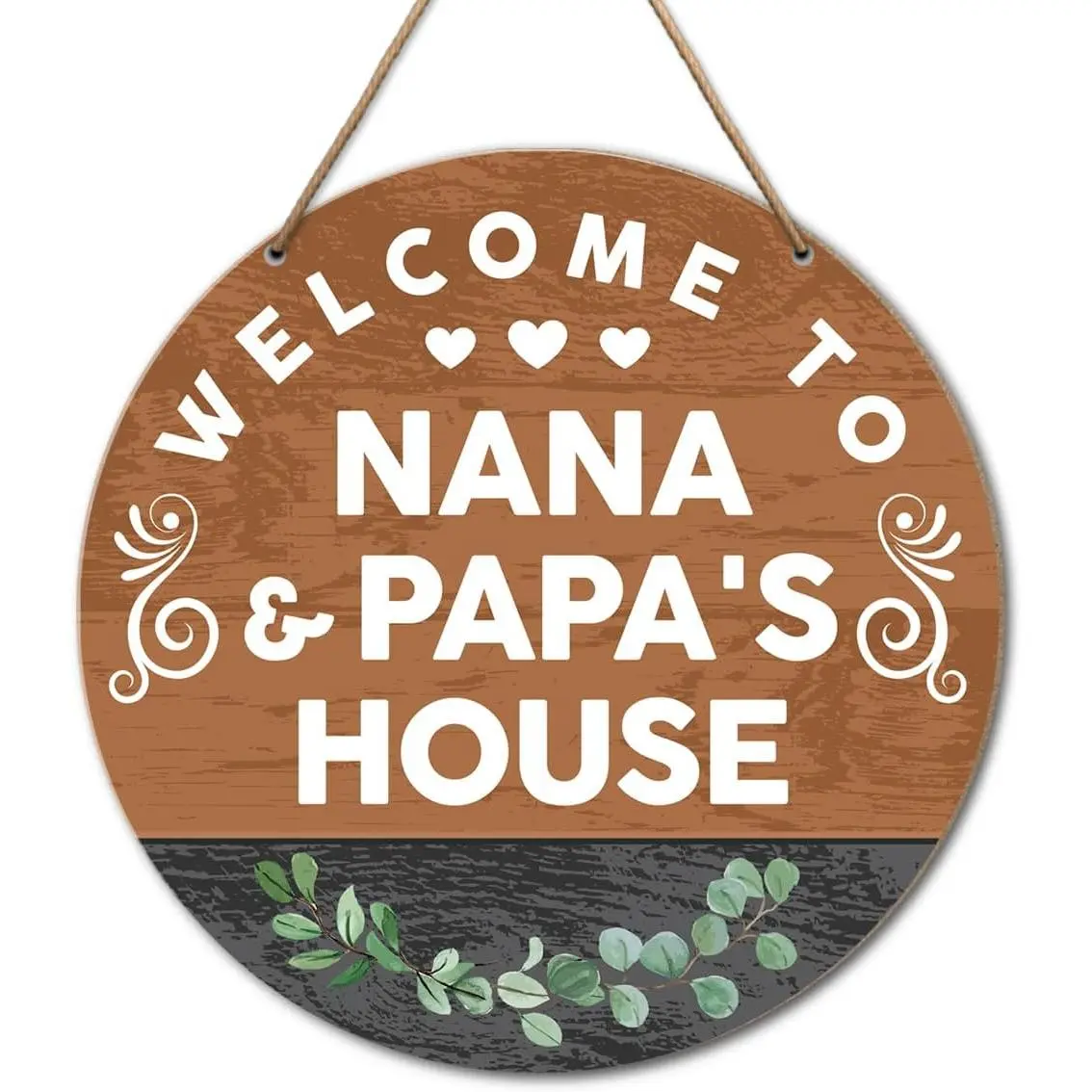 【summervibes】 Nana and Papa's House Signs Wall Decor for Front Door Porch Decorations, Welcome Hanging Signs Decor, Father's Mother's Day Christmas Birthday Gift for Grandma Nana Grandpa Papa Grandparents