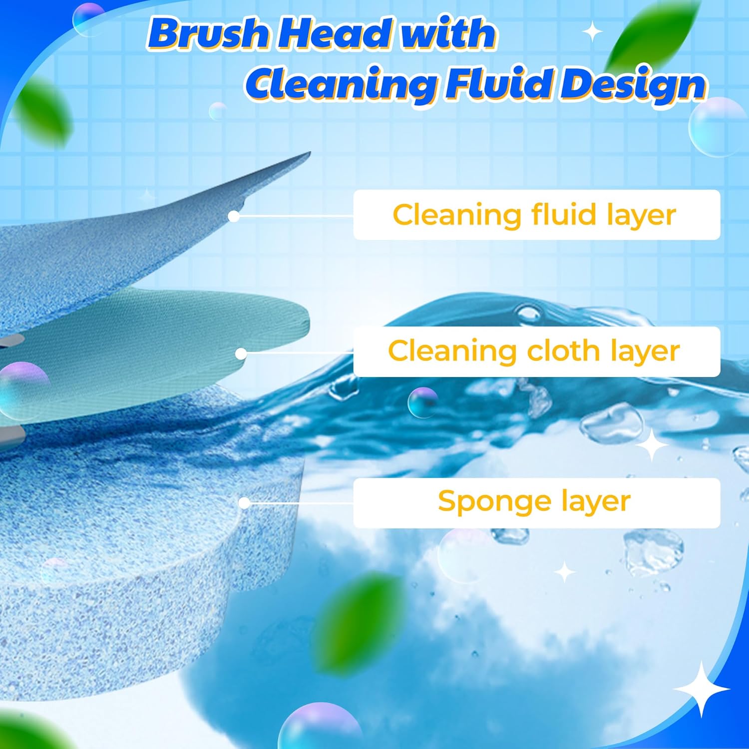 Toilet Bowl Wand Refills - 60 Count Disposable Replacement Brush Heads, Household Bowl Cleaners Refill Pads, Toilet Sponge Brush Scrubbers Cleaning Supplies for Home Washing Bathroom Bathtub