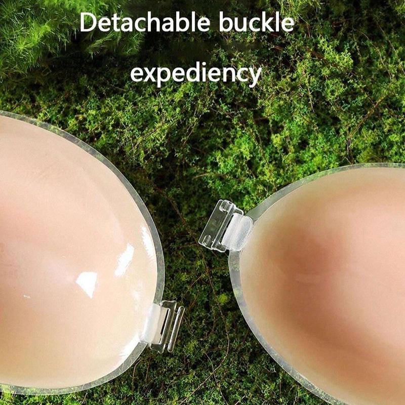 Silicone Soft Bra Set Invisible Strapless Breathable Waterproof Underwire Women's Chest Collection Silicone Patch Popular Style Wedding Bra Reusable Seamless Nipple Covers