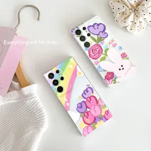 Flower Rabbit Case For OPPO A98 A60 A79 A57 A96 A76 A17 A17K A18 A58 A78 4G A77s 2022 A15 A15s A16 A52 A53 A33 A74 A95 A5 A9 2020 A57 2022 5G Soft Clear Back Cover