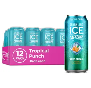 Sparkling Ice Caffeine Tropical Punch Sparkling Water with Caffeine, Zero Sugar, with Antioxidants and Vitamins,16 fl oz Cans (Pack Of 12)