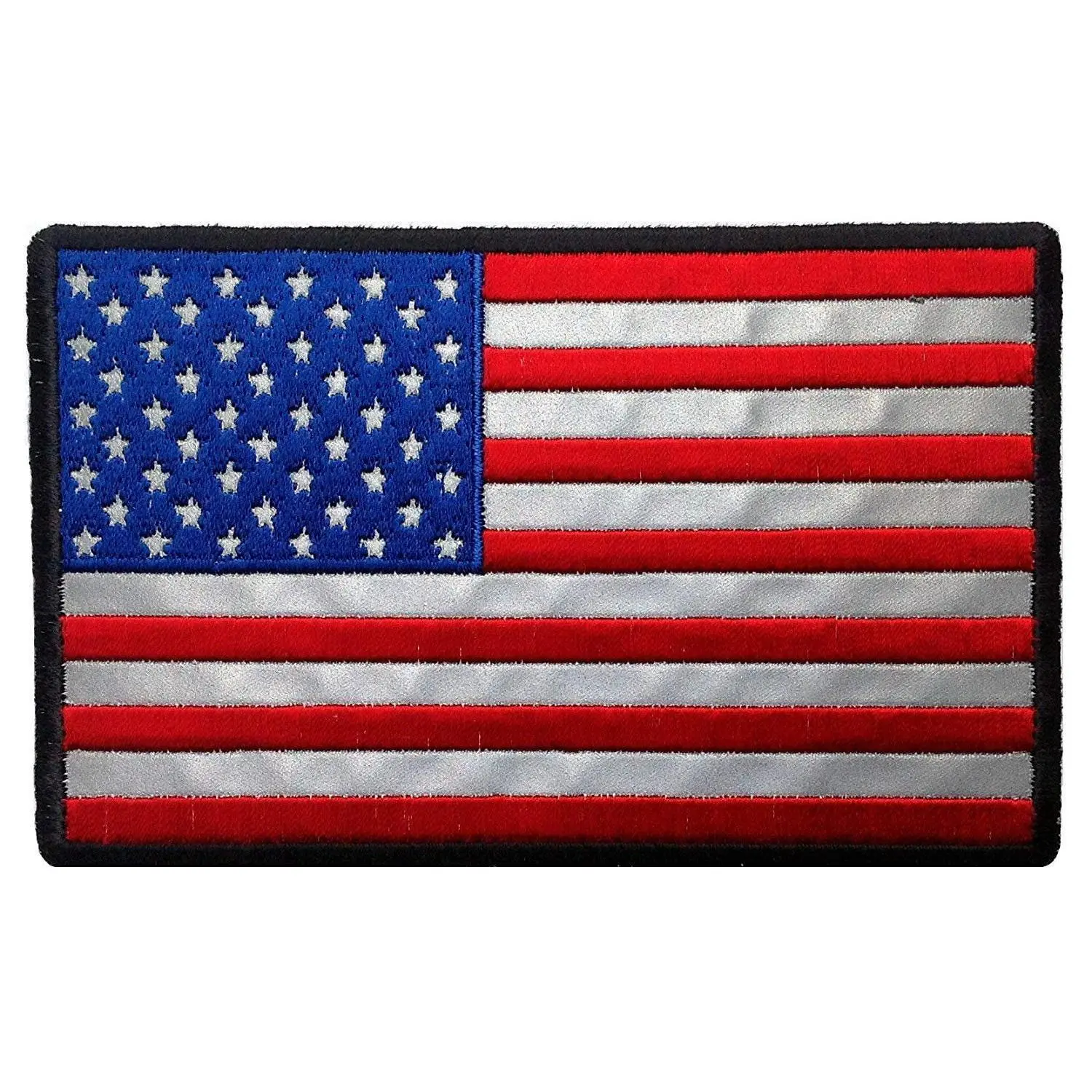 Reflective American USA Flag Jacket Vest Back Patch (10.0 X 6.25 Inch)