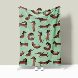 Dachshund Dog Print Blanket, Soft Air-conditioned Sofa Blanket, Dog Lover Blanket, Dachshund Blanket