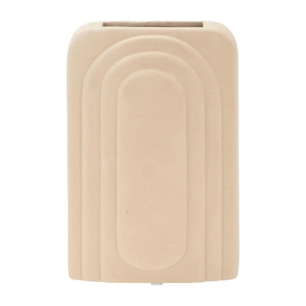 R16 Home 17442-01 Contemporary Dolomite Rectangular Vase, Irish Cream
