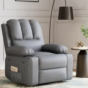 GARVEE 27" Recliner Chair with Heat, Massage & 360° Swivel - Manual Rocking Chair with Cup Holder for Living Rooms, Bedrooms & Nurseries - Available in Grey, Coffee, Creamy, Tan & Brown