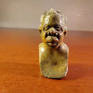 Vintage Carved Stone African Head Bust