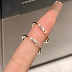 Starry Sky Pave Zircon Ring Simple and Niche Versatile Gold and Silver Adjustable Open Ring for Women Jewelry