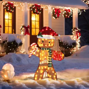 VEIKOUS 5ft Lighted Christmas Gingerbread Man Decoration