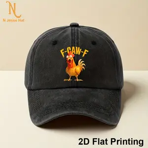 S&T Vintage oversized fashion baseball cap with the fun "F-CAW-F" letter print, breathable grandpa or dad hat for women and men|Adjustable golf and sun hat, outdoor leisure vacation hat