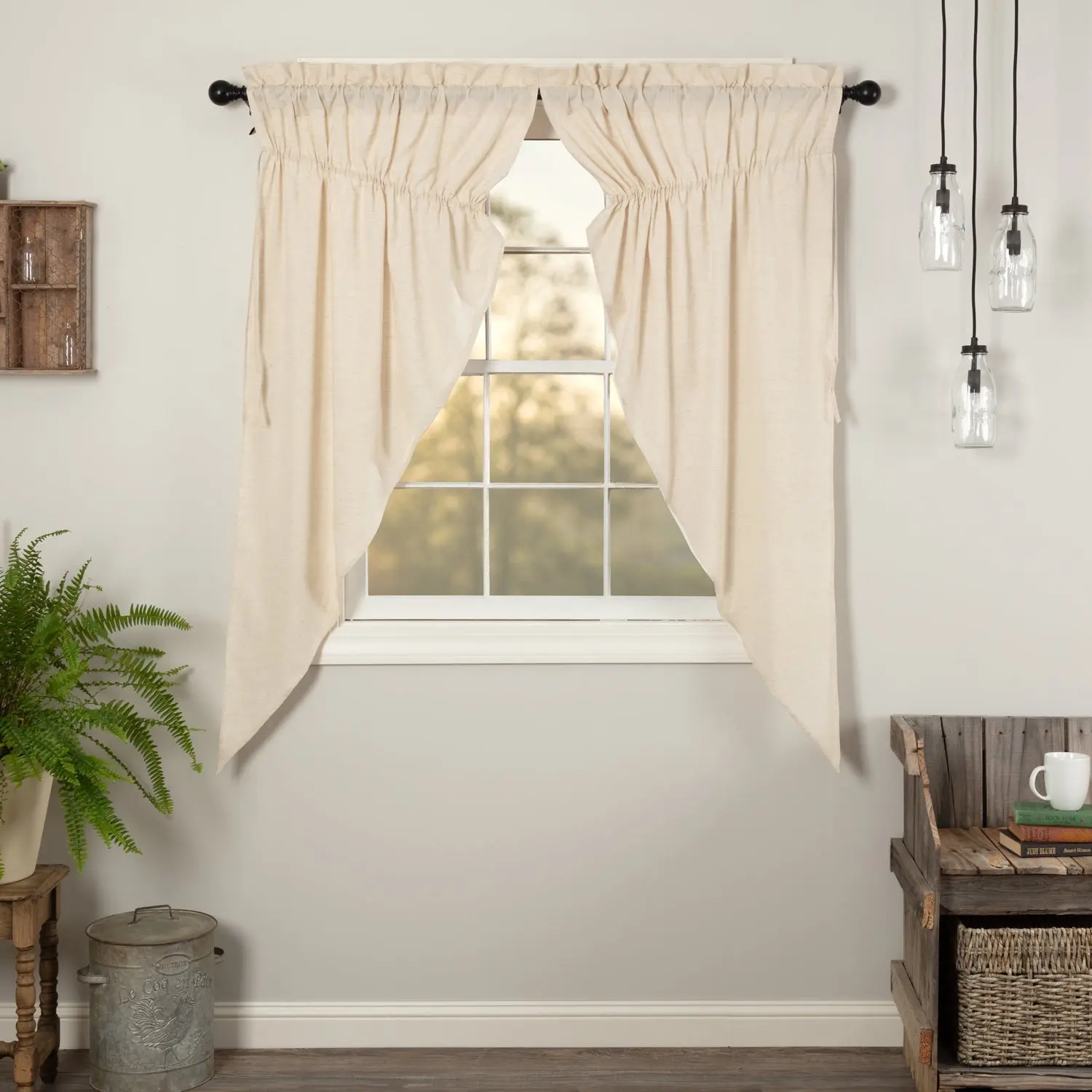 Simmington Natural Material Cotton Short Prairie Style Curtains, Customised Window Covers for Home Use, Country Decor