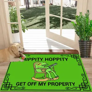 Frog Theme Door Mat, Washable Flannel Rug for Living Room Bedroom Kitchen Hallway, Contemporary Home Decor Welcome Mat