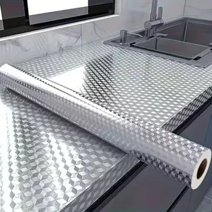 Thick Aluminum Foil Contact Paper Waterproof Oilproof Heat Resistant Peel and Stick for Kitchen Countertops Stove Backsplash Cabinets Cupboard Drawer Liner Self Adhesive Vinyl Wrap
